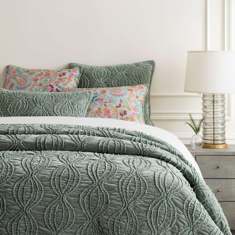 Pine Cone Hill Penelope Mineral Green Cotton Quilt Perigold